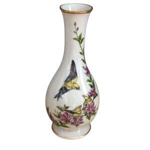 Lenox Mother’s Day Bud Vase 1985 Yellow Birds Pink Lilies Limited Edition 8" NEW